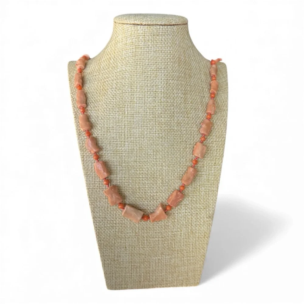 Vintage Salmon Branch Coral Hand Knotted Necklace - Picture 1 of 9
